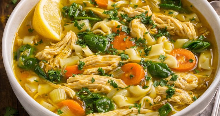 Golden Chicken Noodle Soup with Turmeric and Ginger